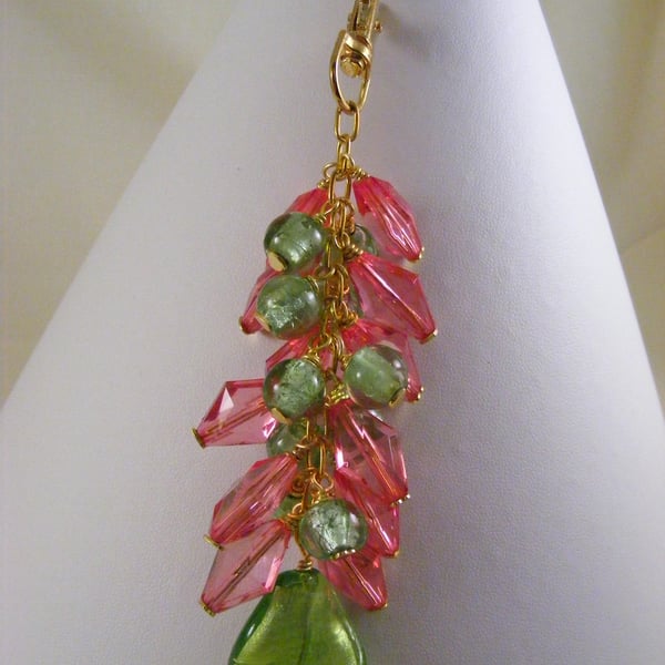 Fuchsia and Green Bag Charm