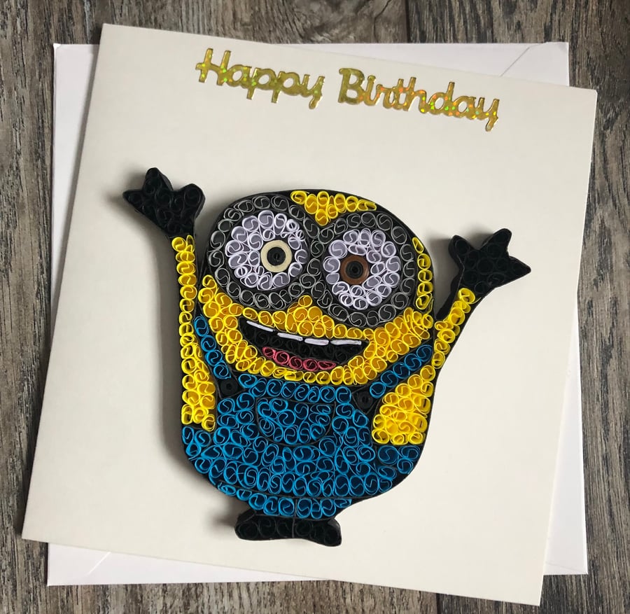 Stunning quilled minion card