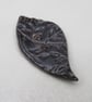 Medium Dark Earth Leaf Shaped Ceramic Button - Image 2