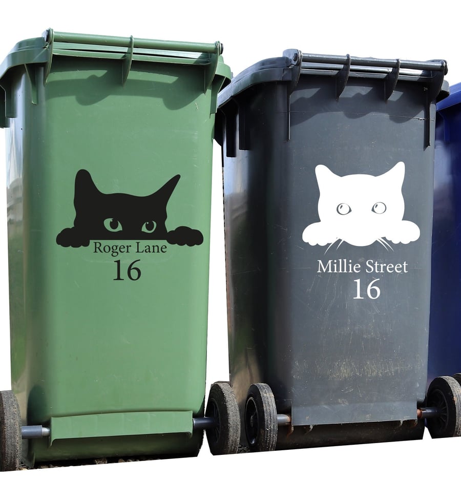 Cat Wheelie Bin Sticker Personali Custom Number House Number Sticker Wheely Bin 