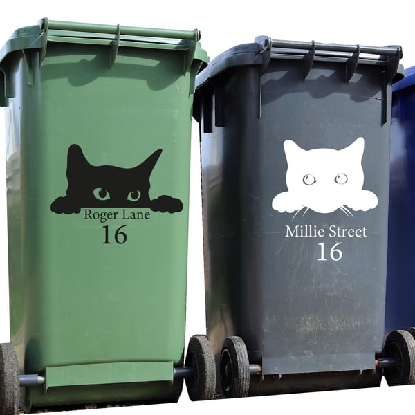 Cat Wheelie Bin Sticker Personali Custom Number House Number Sticker Wheely Bin 