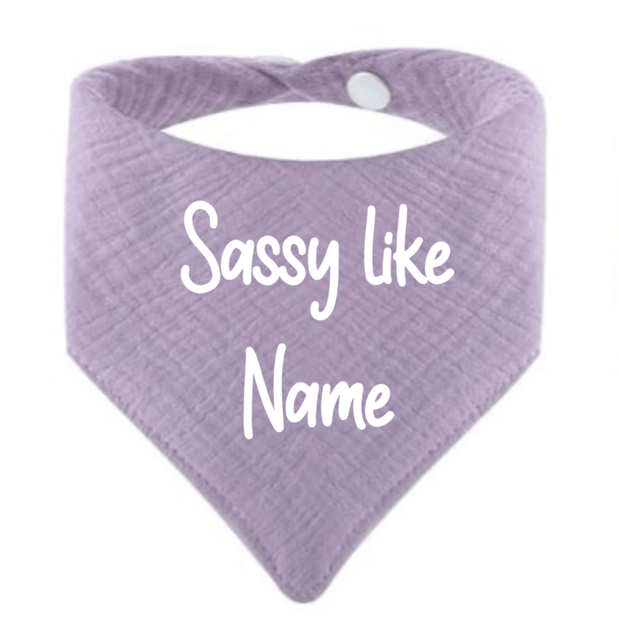 Personalised embroidered muslin bandana dribble bibs