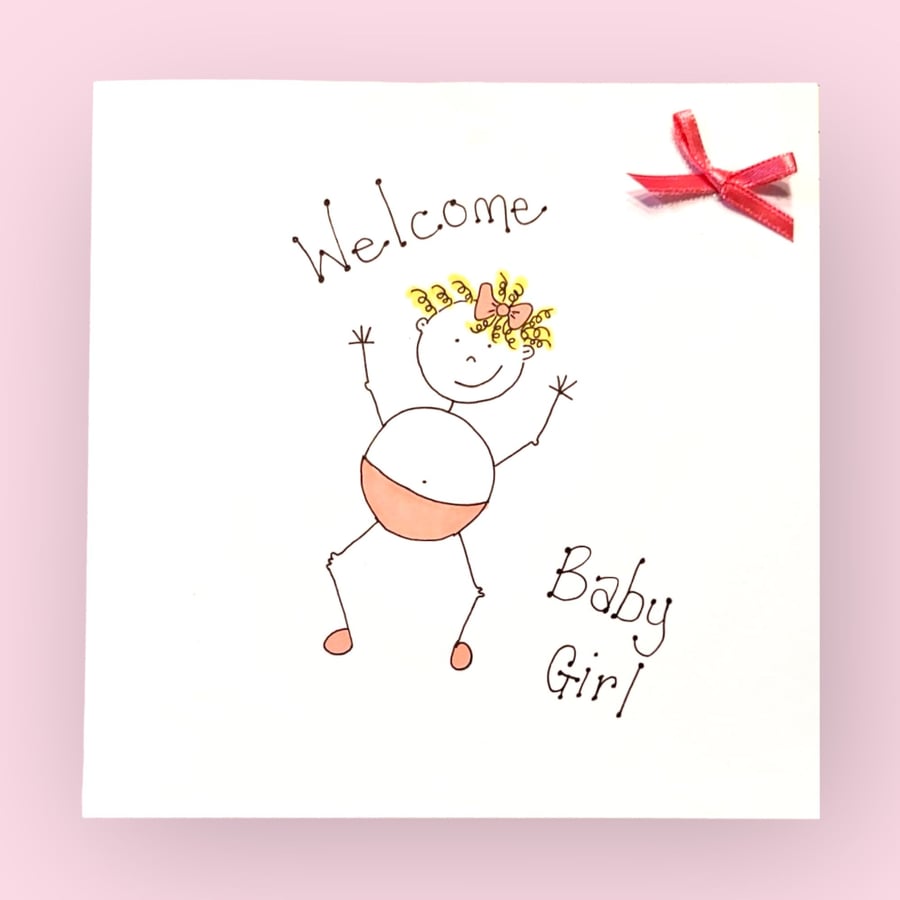 Baby girl Whimsical Folk card