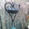 WROUGHT IRON HANGING BIRD BATH, FEEDER KIT