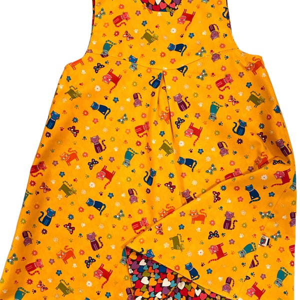 Cats and Hearts Reversible Dress - 3 years 