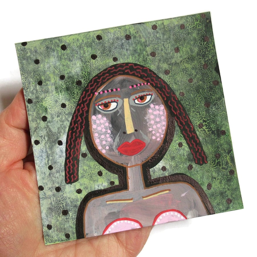 Woman Portrait Painting Small Abstract Figure Artwork Feminist Women Artwork