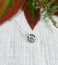Silver Pebble Necklace with Leaf, Recycled Silver Pendant - Image 1