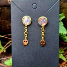 Gothic emo punk golden skull glitter stud earrings alternative gift