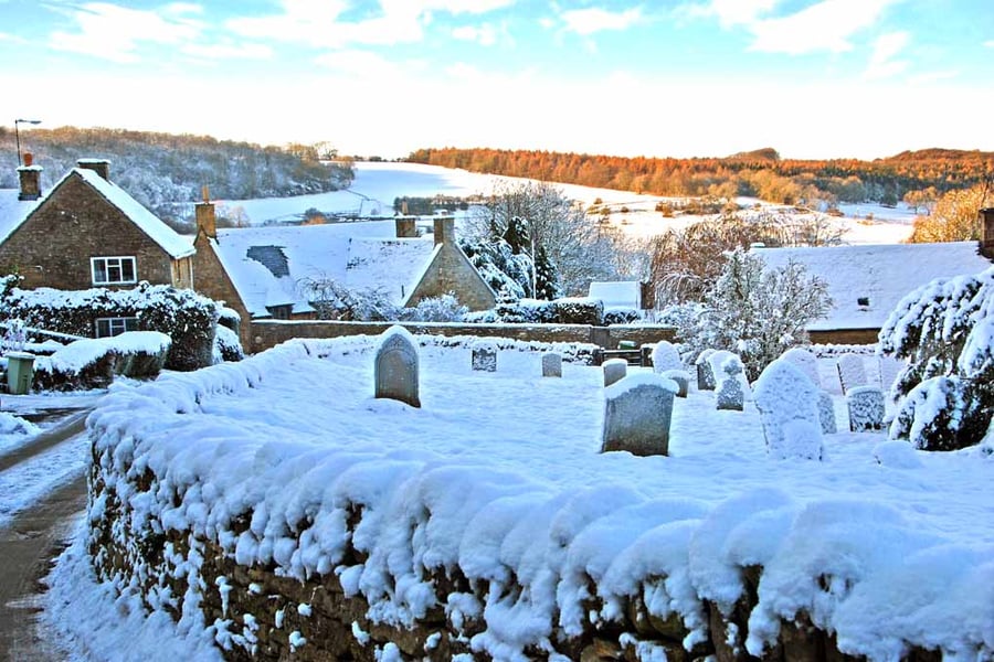 Snowshill In The Snow Cotswolds Gloucestershire Photograph Print
