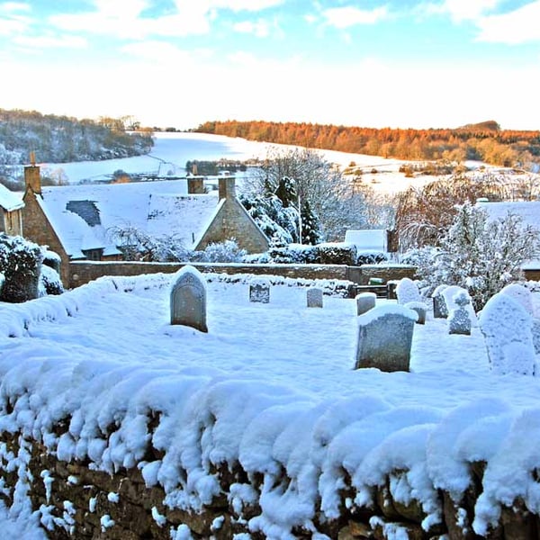 Snowshill In The Snow Cotswolds Gloucestershire Photograph Print