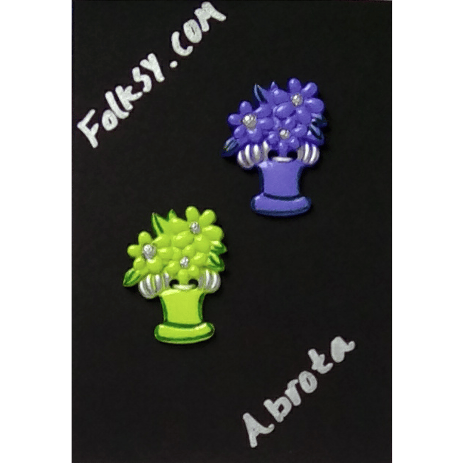 Flower Vase Shaped Buttons