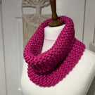 Vibrant Pink Super chunky acrylic yarn cowl 60cms x 20cms 