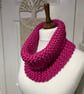 Vibrant Pink Super chunky acrylic yarn cowl 60cms x 20cms 