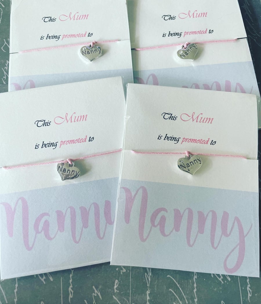 Promoted to nanny gift wish bracelet pregnancy announcement gift for new nanny