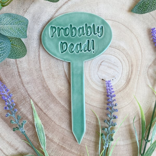 Probably Dead! Ceramic Herb Plant Marker