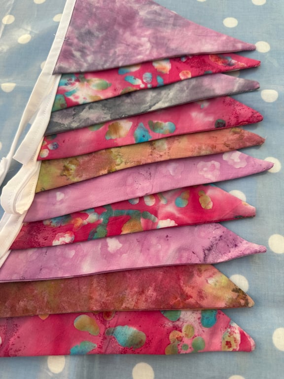 Boho Fabric Bunting, Cotton Fabric Bunting, Banner, flag, Pennant, Party Bunting