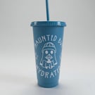 Haunted Ghost Reusable Cup with Straw, Spooky Cold Cup, Gothic Ghost Tumbler