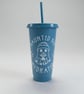 Haunted Ghost Reusable Cup with Straw, Spooky Cold Cup, Gothic Ghost Tumbler