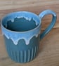 Scandi drippy blue mug - Image 4