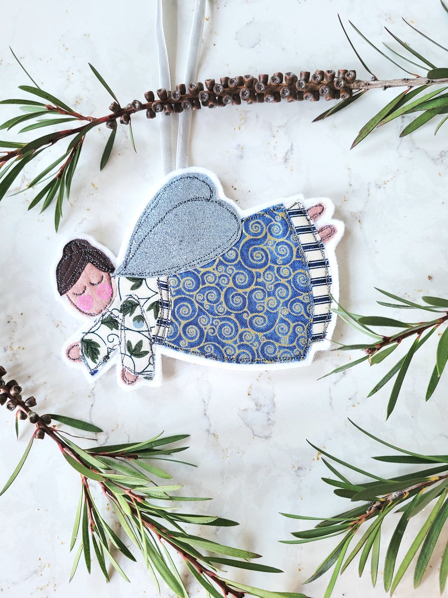 Blue Christmas Fairy Tree Ornament
