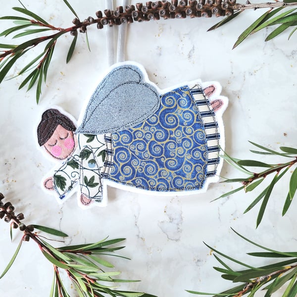 Blue Christmas Fairy Tree Ornament