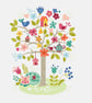 146AB Cross Stitch Pattern Tree of Life and Cheshire Cat Sleeping in the garden - Image 2