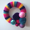 Crochet Christmas wreath, pompom wreath, bauble wreath, free UK shipping