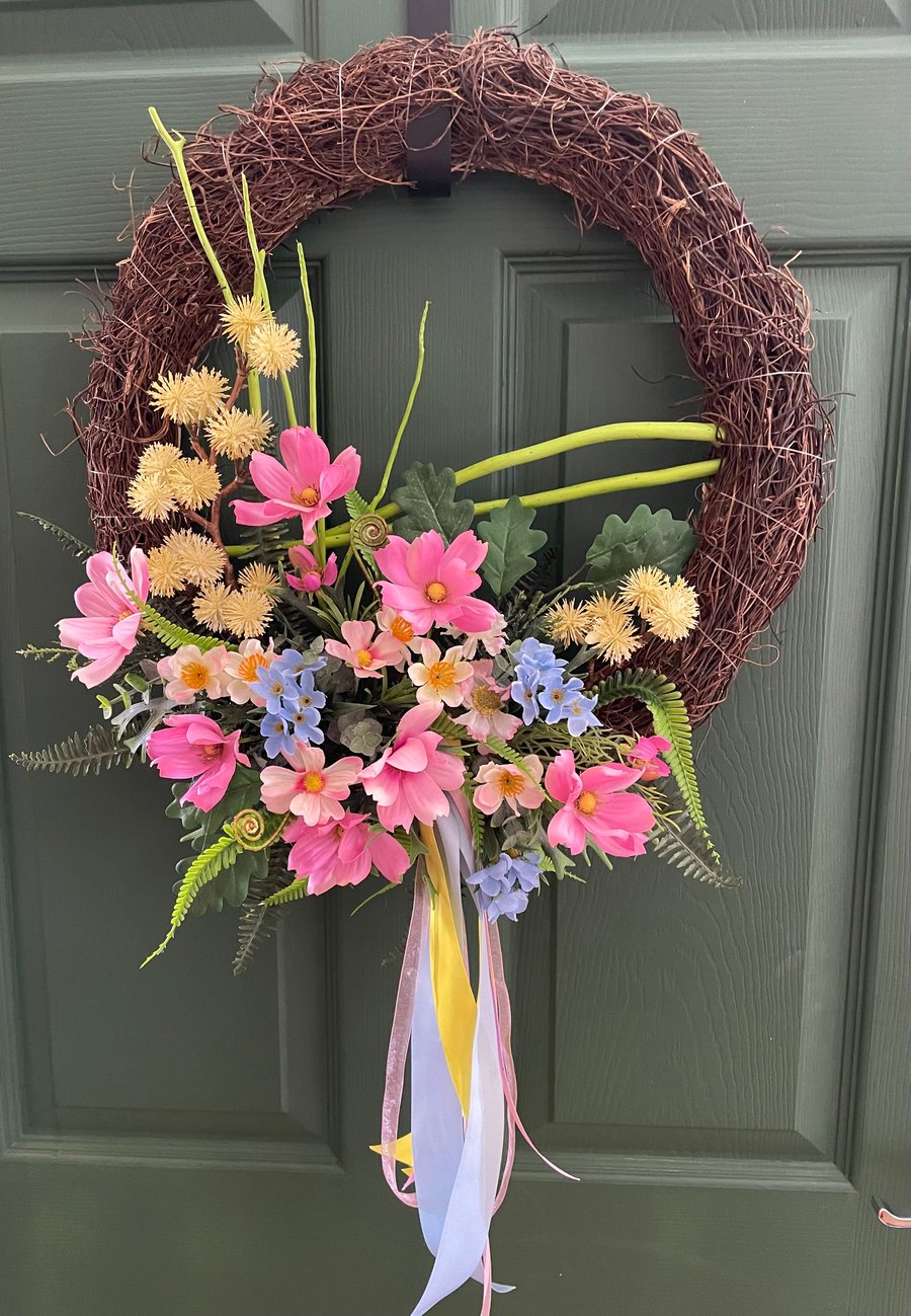 Summer Meadow Wildflower Grapevine Wreath