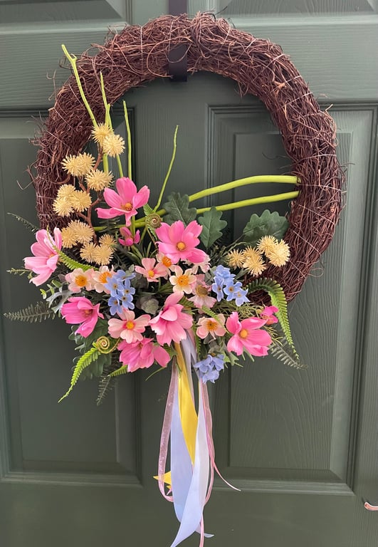 Summer Meadow Wildflower Grapevine Wreath