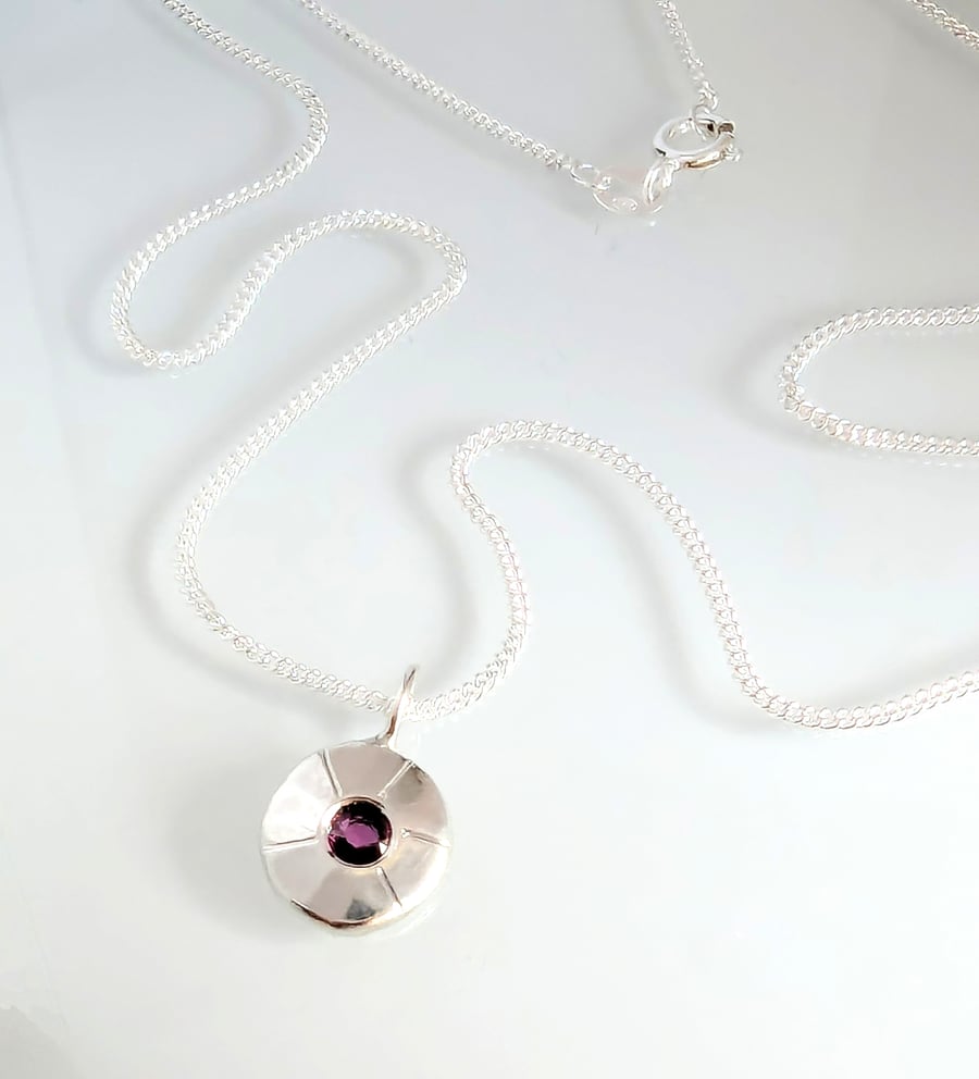 STERLING SILVER natural ruby pendant