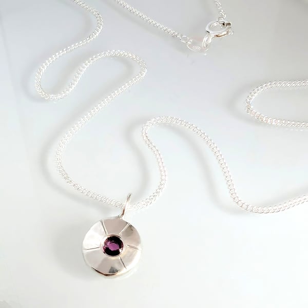 STERLING SILVER natural ruby pendant