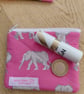 Handmade Quilted Coin Purse - Grey Elephants on Pink background - Image 2