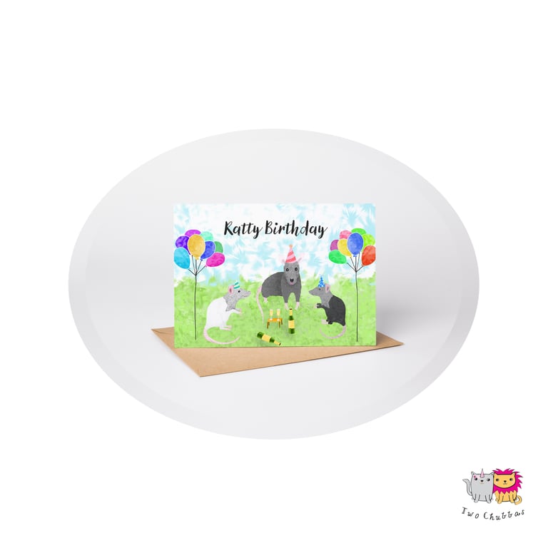 Rat Birthday Card, A6 Birthday Card, Cute Animal Birthday Card