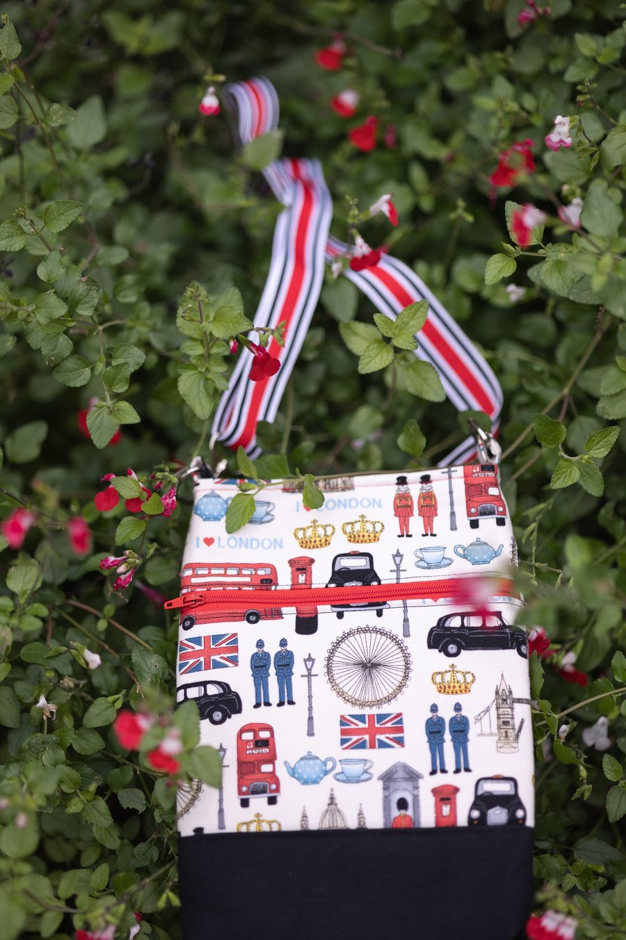 London themed fabric crossbody bag
