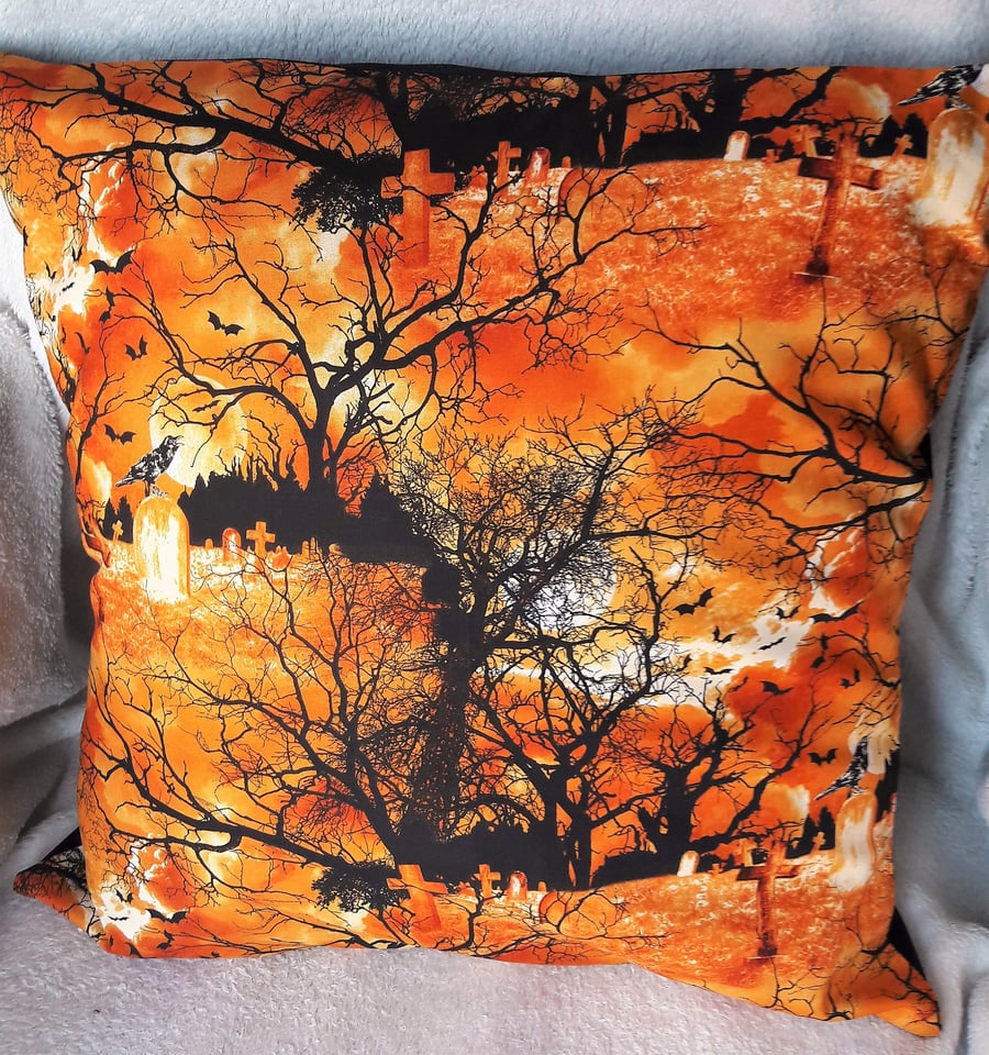 Halloween cushion cover with gothic print