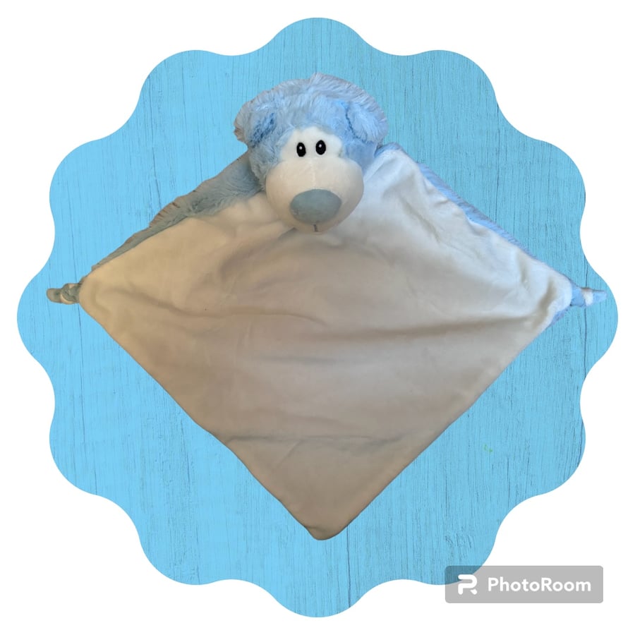 Personalised custom embroidered blue bear comforter blankie blanket- ideal gift!