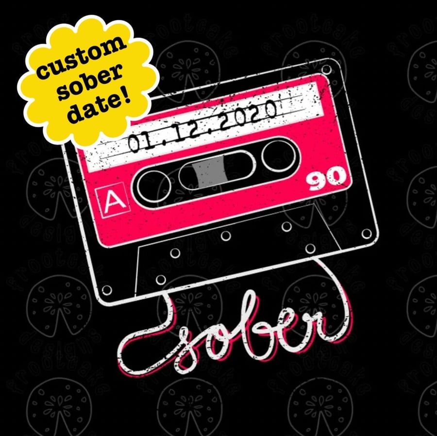 Sober Tape Cassette Custom Greetings Card, Personalisable Sobriety Gift, Sober A