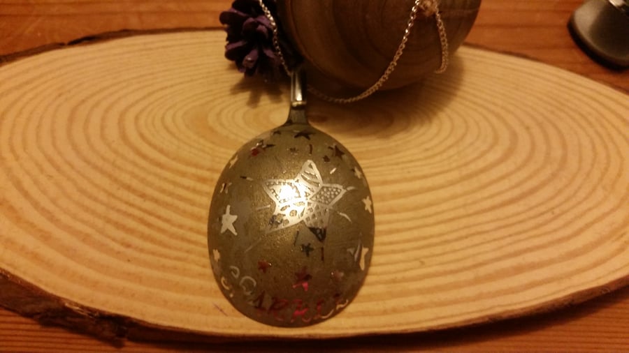 Upcycled Silver Plated Spoon Etched Sparkle Christmas Decoration SPX111502