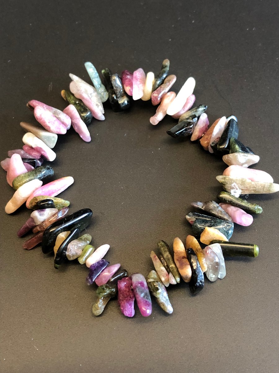 Genuine Multi-Coloured Tourmaline Stretchy Bracelet 