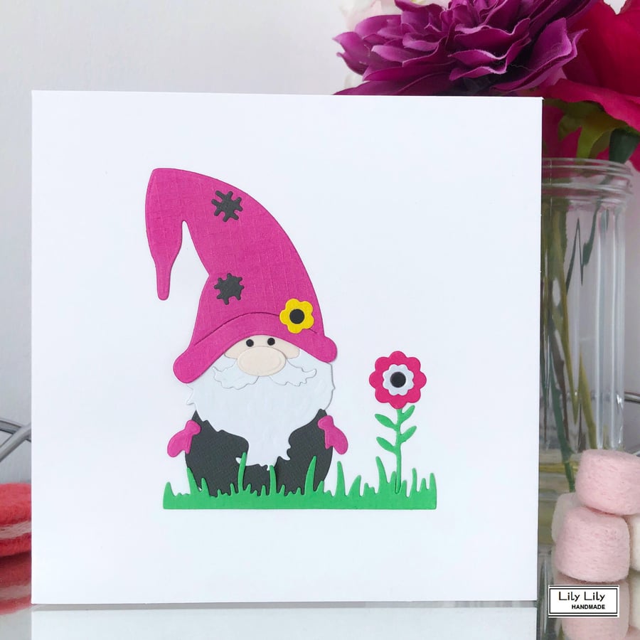 Garden gnome design Birthday Card by Lily Lily Handmade