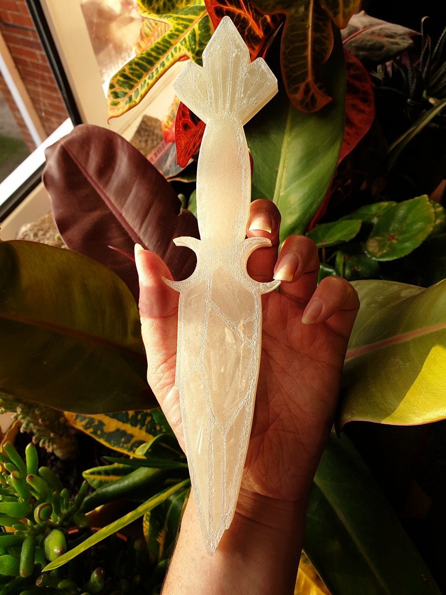 Decorative Ritual Athame Crystal Dagger. Made with Resin Filled with Selenite