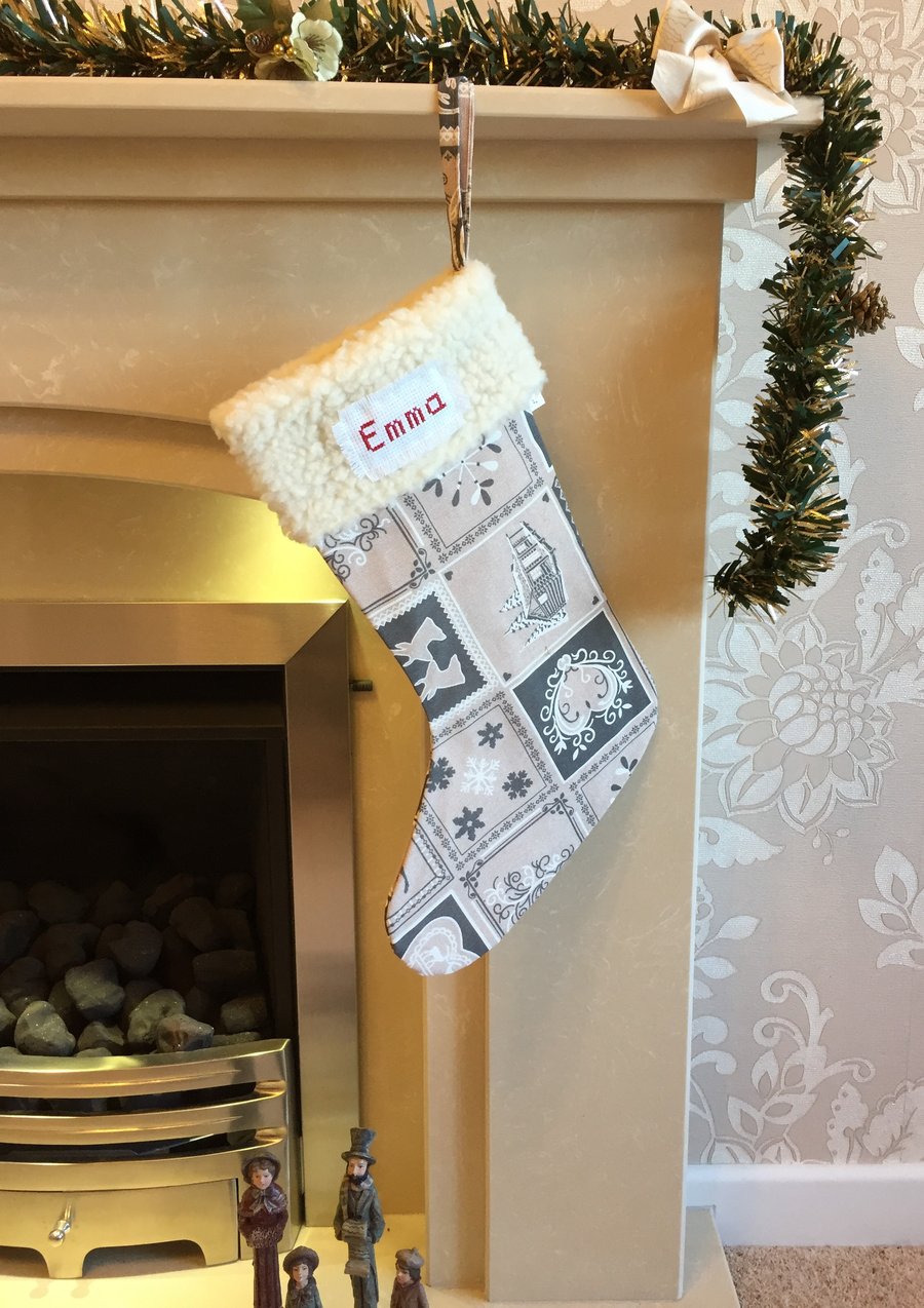 Personalised Christmas Stocking, Patchwork Stocking