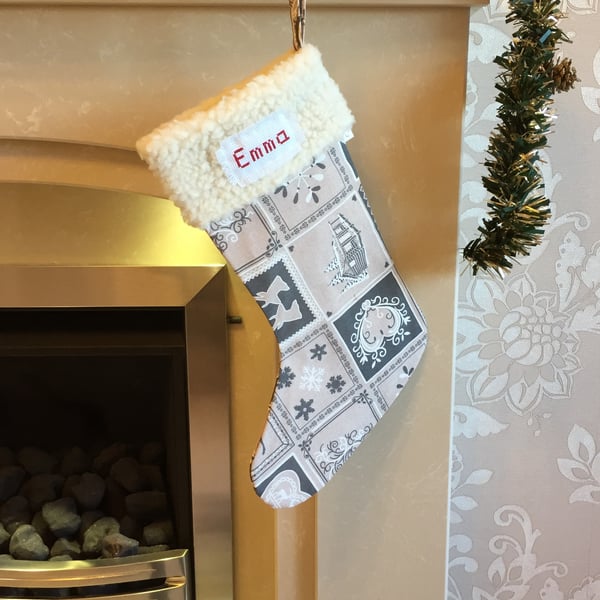 Personalised Christmas Stocking, Patchwork Stocking