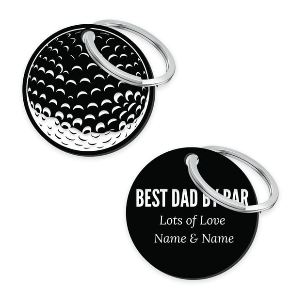 Best Dad By Par Personalised Keyring, Ball Design, Father's Day Gift, Golfing