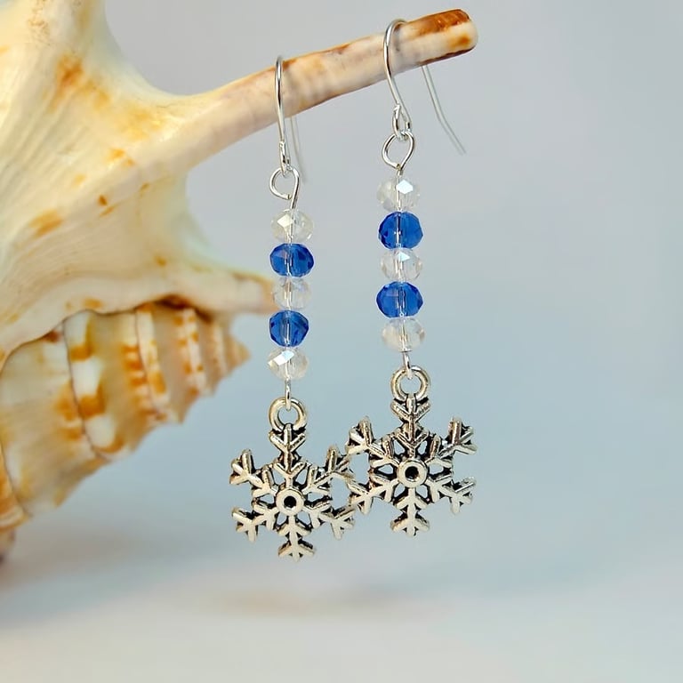 Festive Snowflake Earrings, Christmas Jewellery, Secret Santa, Stocking Filler