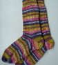 Hand-cranked Knitted Ribbed Wool Socks Size 4 to 5 - Image 2