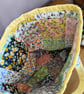 Grey and lemon tote bag with bright patchwork quilted lining. - Image 3