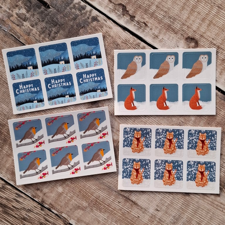 Christmas Set 2 Envelope Stickers Pack - 24 mini stickers