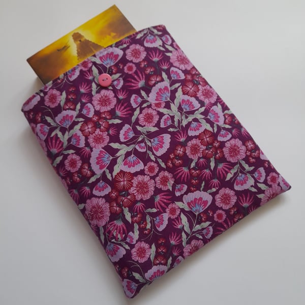 Purple Floral Padded Book Sleeve