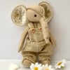 Elephant, hand sewn and dressed embroidered elephant, collectable artist bear